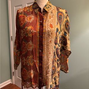 Desigual Boho Blouse with Side Ties - Sz S
